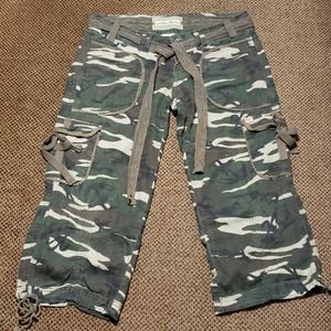 Miss Me Cargo Camo Style Capri Lace Belt